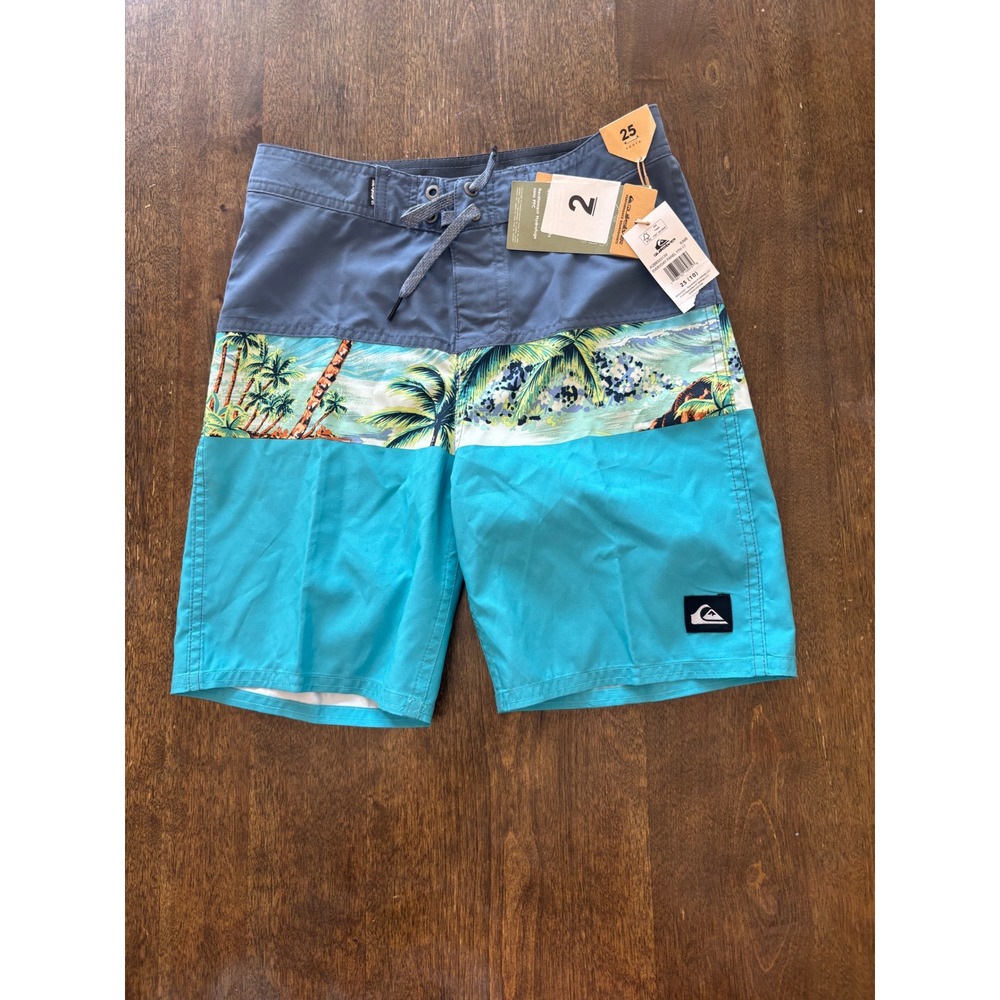 Quiksilver Boys Everyday Panel Youth 17 Boardshorts Blue Tropical 25 10 NEW